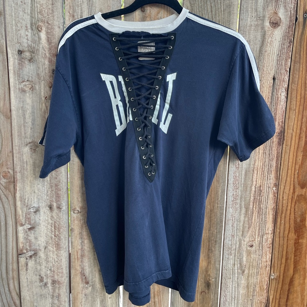 LF First of A Kind graphic t shirt with laces.